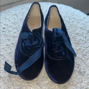 Papanatas Velvet Girl Shoes in Deep Blue